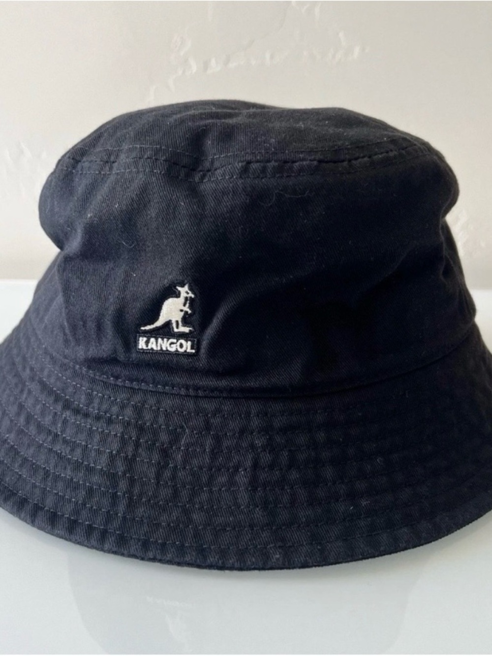 Kangol Black Bucket Hat with White Tag Logo NWT